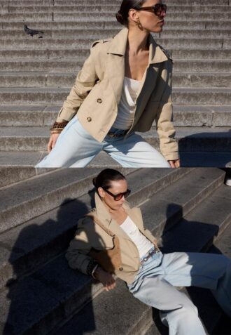 Short Double-Breasted Trench Coat Short Double-Breasted Trench Coat