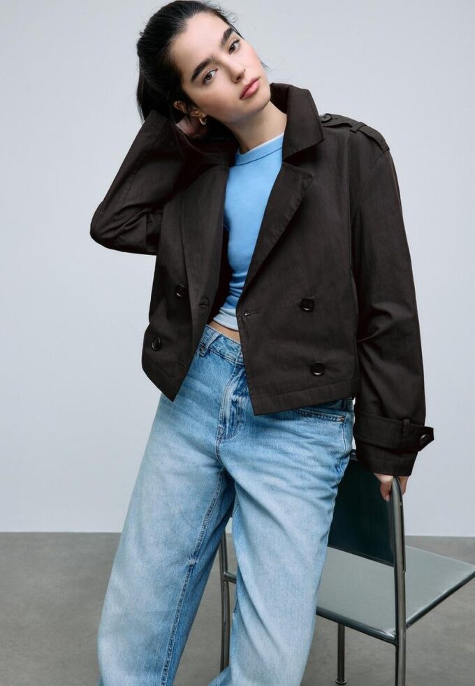 Short Double-Breasted Trench Coat