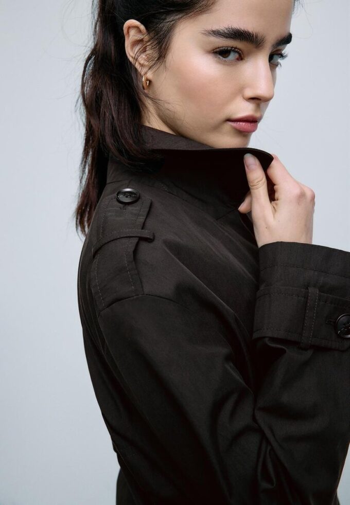 Short Double-Breasted Trench Coat