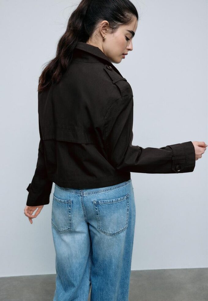 Short Double-Breasted Trench Coat