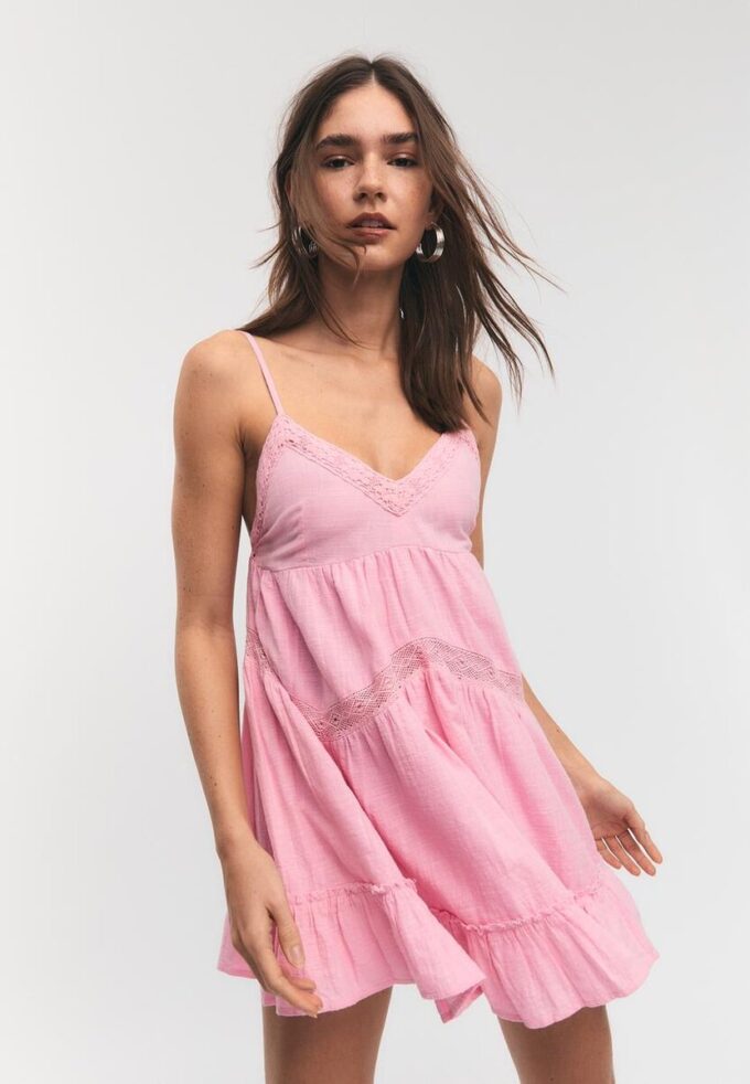 Short Dress with Lace Detail