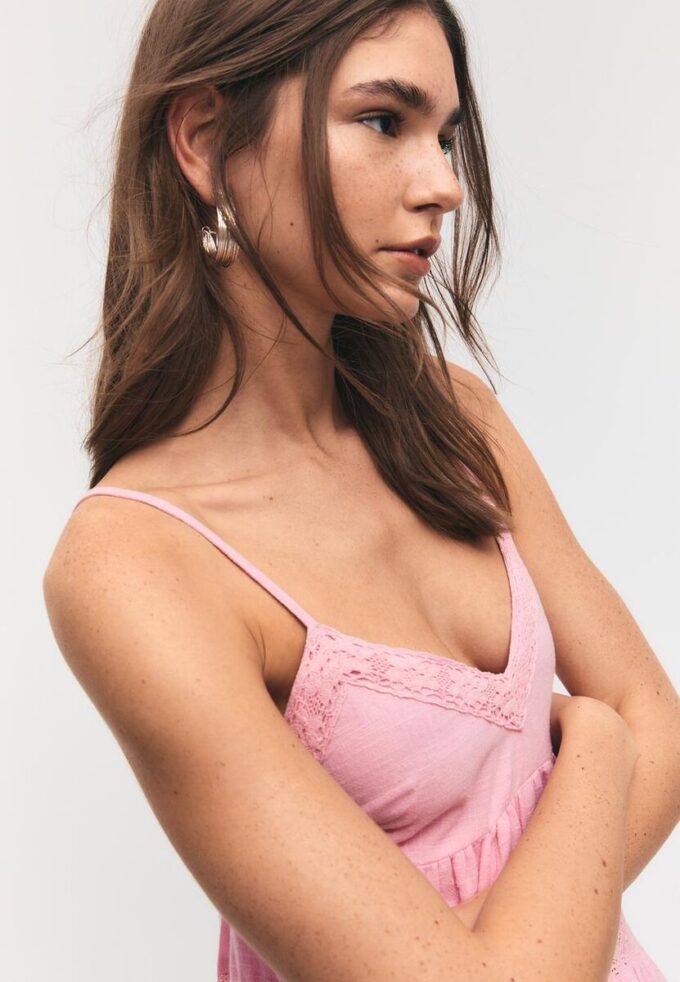 Short Dress with Lace Detail