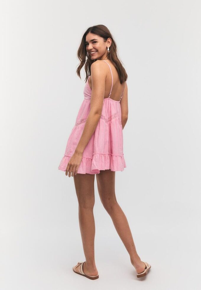 Short Dress with Lace Detail