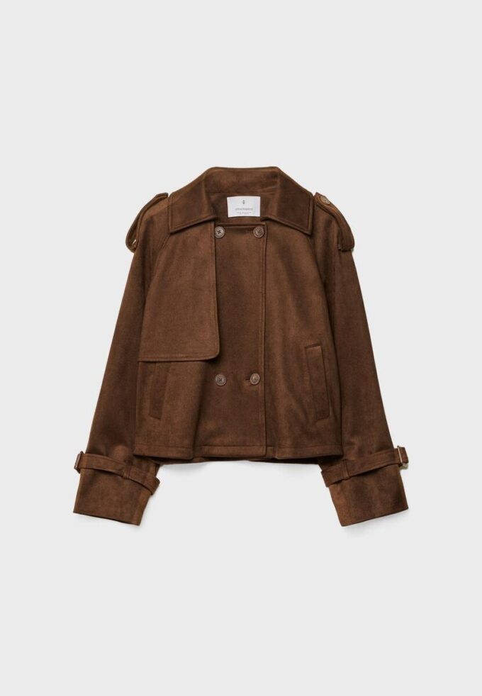 Short Faux Suede Trench Coat Short Faux Suede Trench Coat