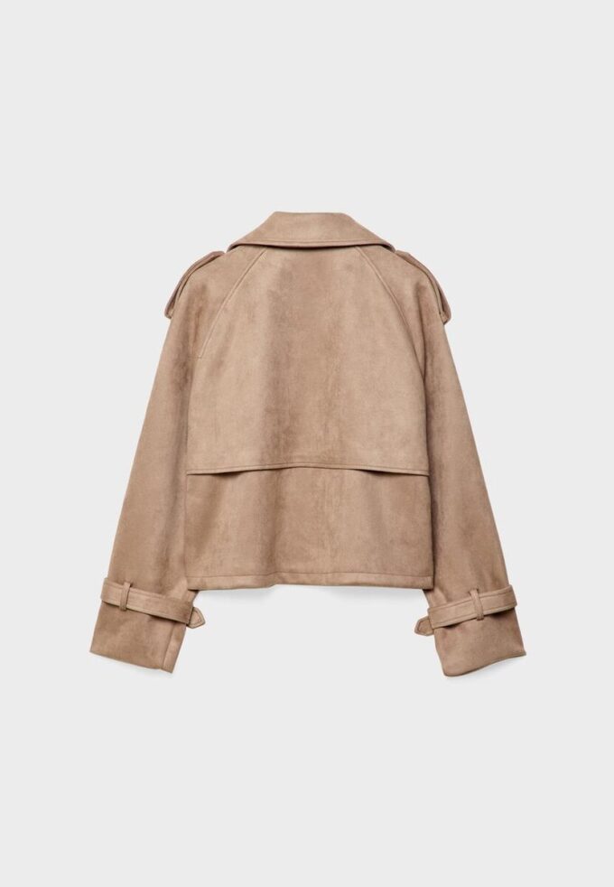Short Faux Suede Trench Coat Short Faux Suede Trench Coat