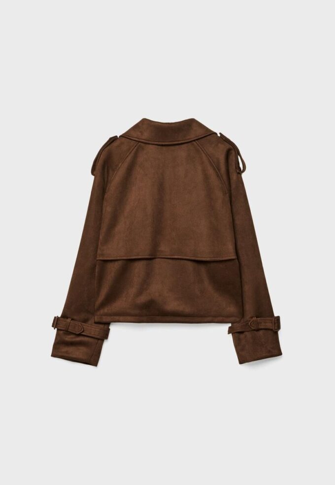 Short Faux Suede Trench Coat Short Faux Suede Trench Coat