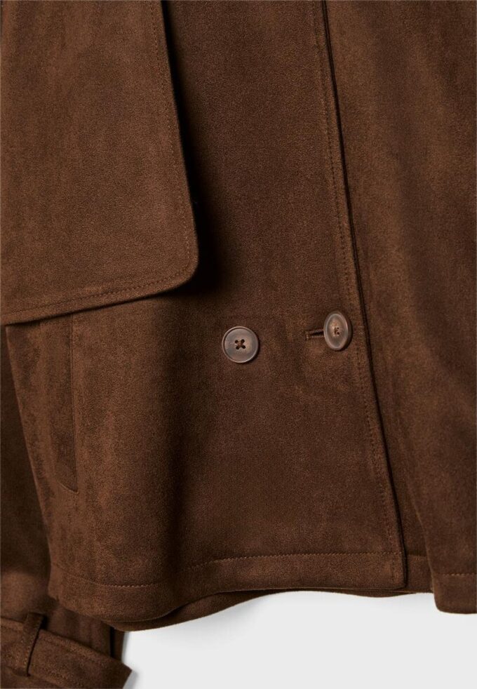 Short Faux Suede Trench Coat Short Faux Suede Trench Coat
