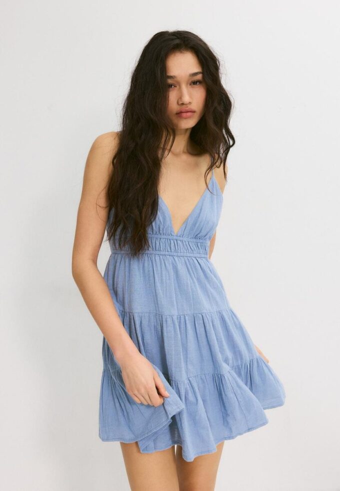 Short Flowing Dress with Tied Detail at the Back Short Flowing Dress with Tied Detail at the Back