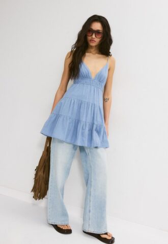 Short Flowing Dress with Tied Detail at the Back