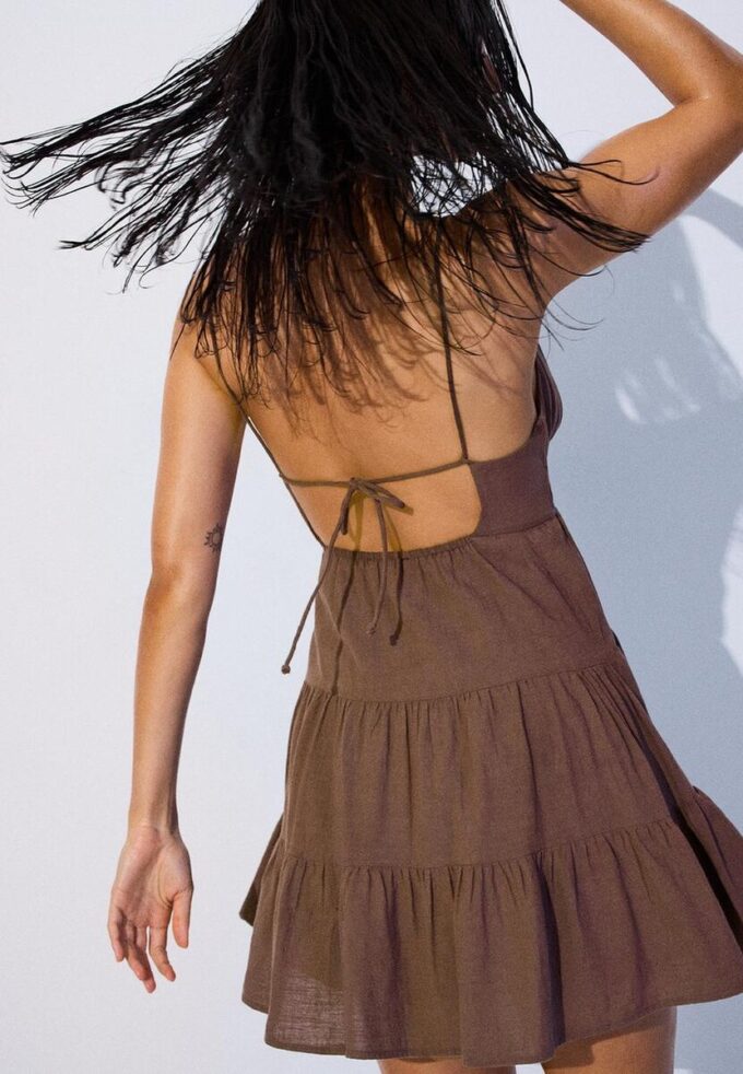 Short Flowing Dress with Tied Detail at the Back Short Flowing Dress with Tied Detail at the Back