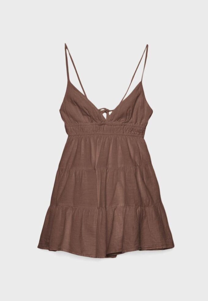 Short Flowing Dress with Tied Detail at the Back Short Flowing Dress with Tied Detail at the Back