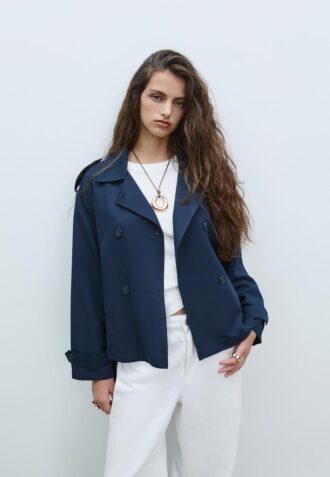 Short Flowing Trench Coat with Belt