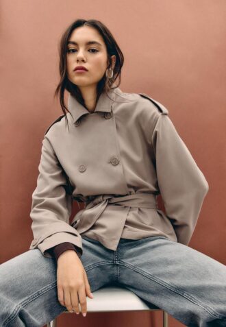 Short Flowing Trench Coat with Belt