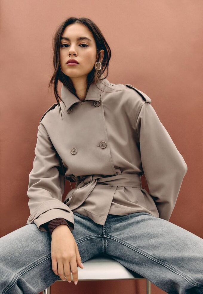 Short Flowing Trench Coat with Belt Short Flowing Trench Coat with Belt
