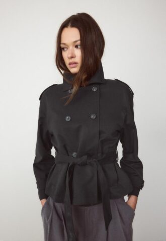 Short Flowing Trench Coat with Belt