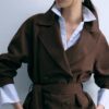Short Flowing Trench Coat with Belt Short Flowing Trench Coat with Belt