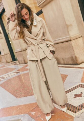 Short Flowing Trench Coat with Belt