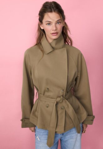 Short Flowing Trench Coat with Belt