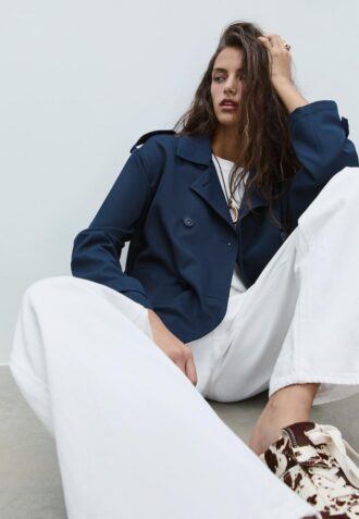 Short Flowing Trench Coat with Belt