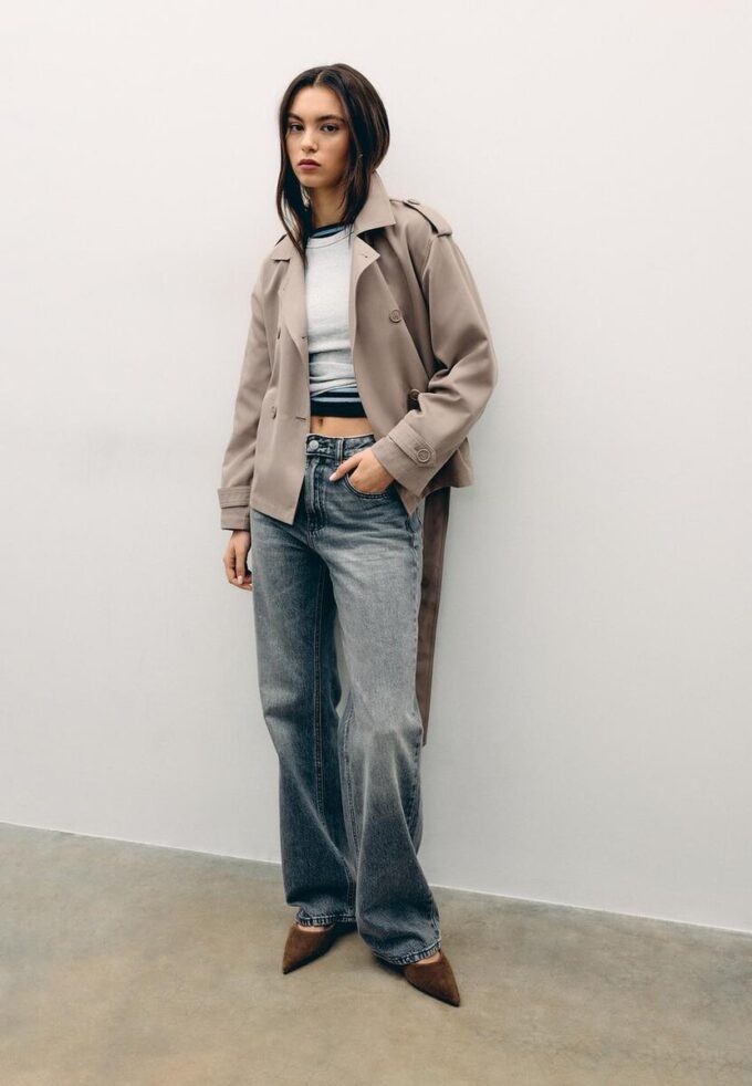 Short Flowing Trench Coat with Belt Short Flowing Trench Coat with Belt