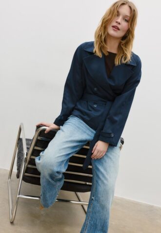 Short Flowing Trench Coat with Belt