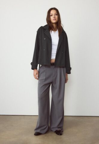 Short Flowing Trench Coat with Belt