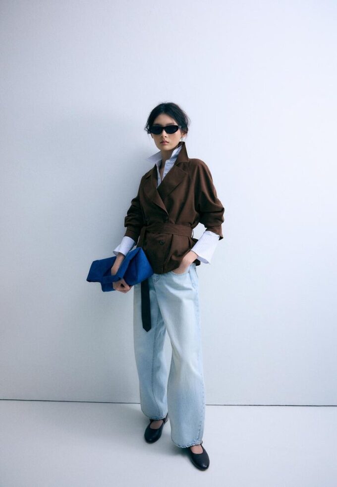 Short Flowing Trench Coat with Belt Short Flowing Trench Coat with Belt