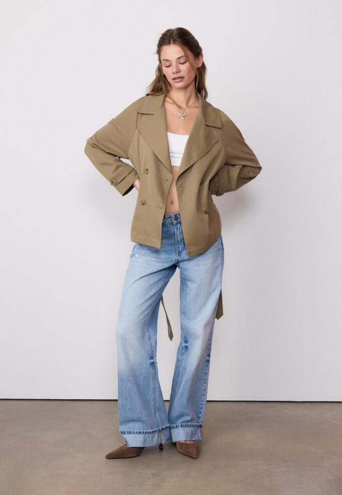 Short Flowing Trench Coat with Belt Short Flowing Trench Coat with Belt