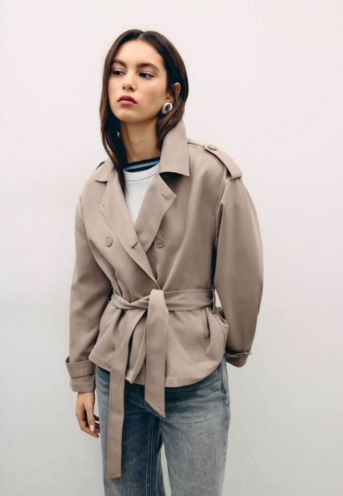 Short Flowing Trench Coat with Belt Short Flowing Trench Coat with Belt