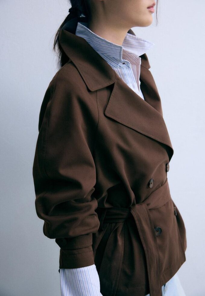 Short Flowing Trench Coat with Belt Short Flowing Trench Coat with Belt