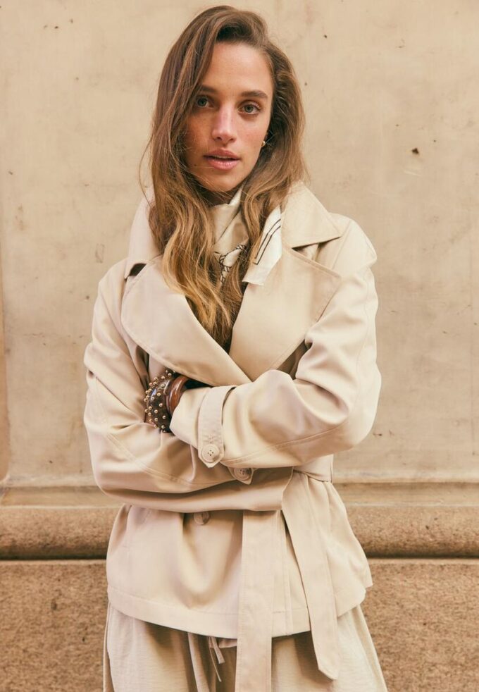 Short Flowing Trench Coat with Belt Short Flowing Trench Coat with Belt