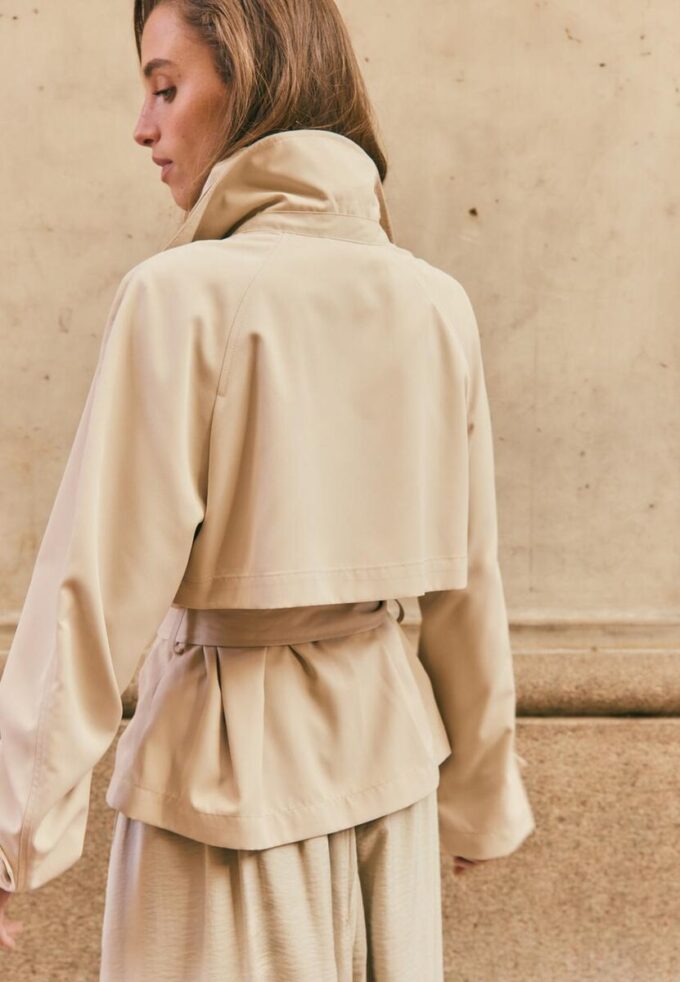 Short Flowing Trench Coat with Belt Short Flowing Trench Coat with Belt