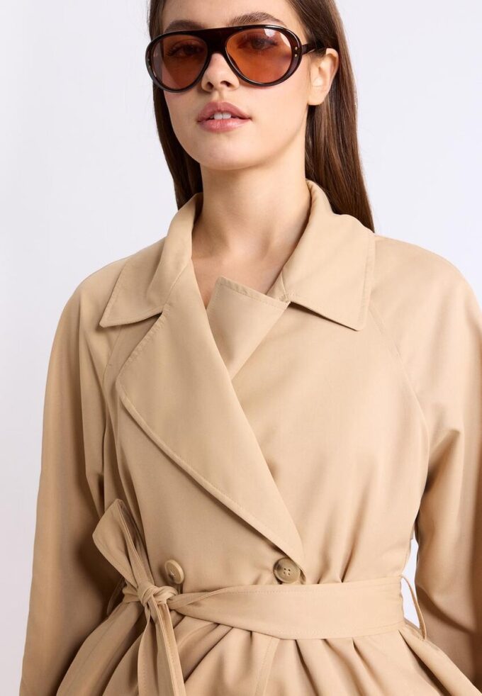 Short Flowing Trench Coat with Belt Short Flowing Trench Coat with Belt