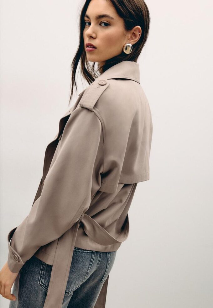 Short Flowing Trench Coat with Belt Short Flowing Trench Coat with Belt