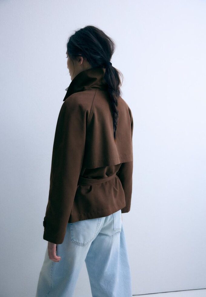 Short Flowing Trench Coat with Belt Short Flowing Trench Coat with Belt