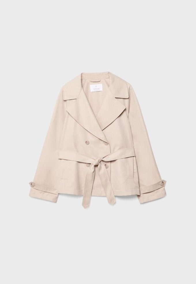 Short Flowing Trench Coat with Belt Short Flowing Trench Coat with Belt