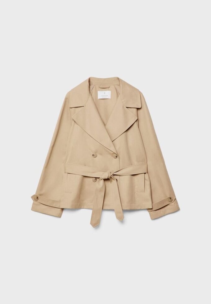 Short Flowing Trench Coat with Belt Short Flowing Trench Coat with Belt