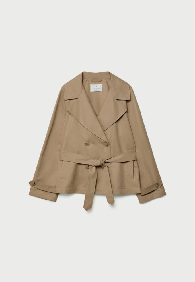Short Flowing Trench Coat with Belt Short Flowing Trench Coat with Belt