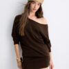 Short Knit Boat Neck Dress