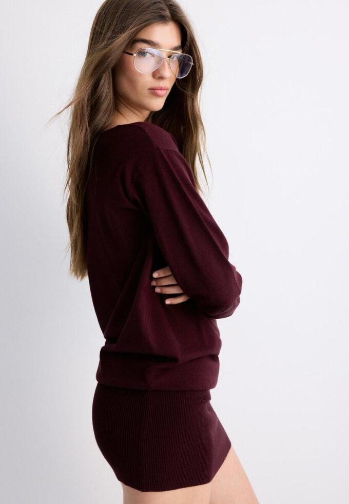 Short Knit Boat Neck Dress