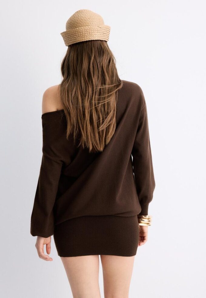 Short Knit Boat Neck Dress