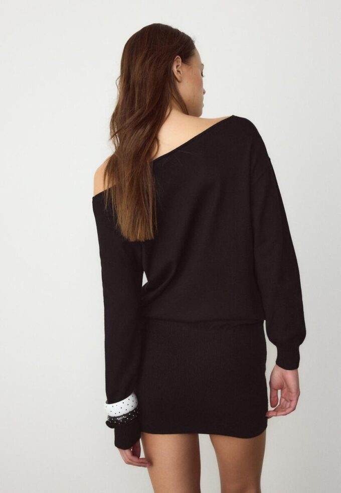 Short Knit Boat Neck Dress