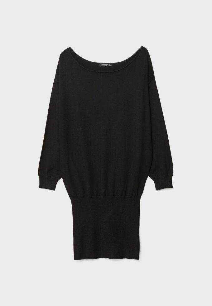 Short Knit Boat Neck Dress