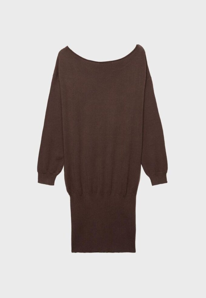 Short Knit Boat Neck Dress