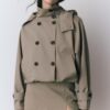 Short Puff Sleeve Trench Coat with Detachable Hood Short Puff Sleeve Trench Coat with Detachable Hood