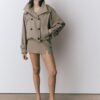 Short Puff Sleeve Trench Coat with Detachable Hood Short Puff Sleeve Trench Coat with Detachable Hood
