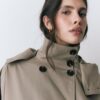 Short Puff Sleeve Trench Coat with Detachable Hood Short Puff Sleeve Trench Coat with Detachable Hood