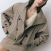 Short Puff Sleeve Trench Coat with Detachable Hood Short Puff Sleeve Trench Coat with Detachable Hood