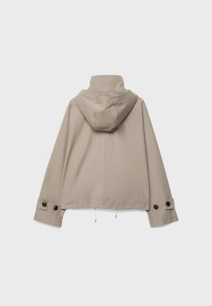 Short Puff Sleeve Trench Coat with Detachable Hood Short Puff Sleeve Trench Coat with Detachable Hood