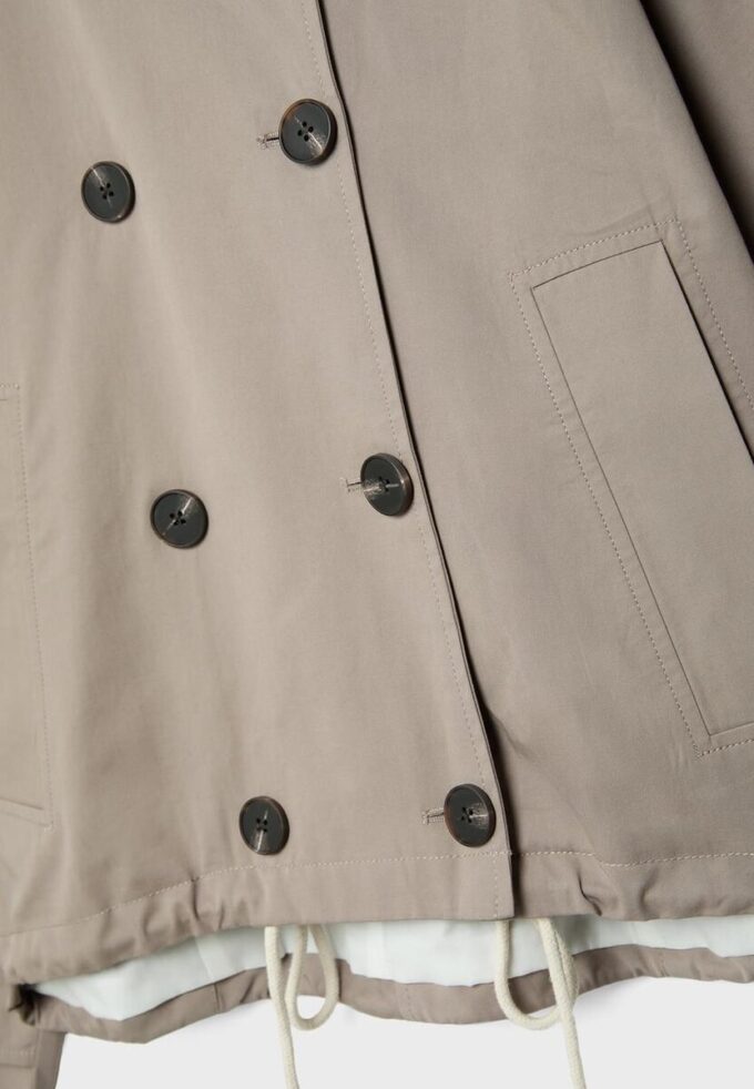 Short Puff Sleeve Trench Coat with Detachable Hood Short Puff Sleeve Trench Coat with Detachable Hood